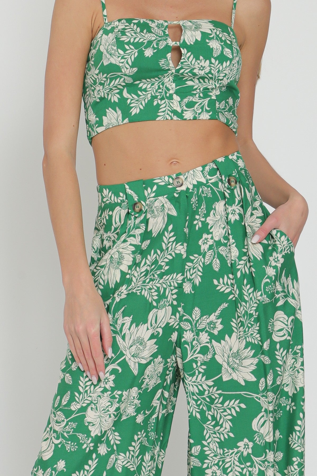 Cf Bead Trim Detailing Top& Long Pants Set