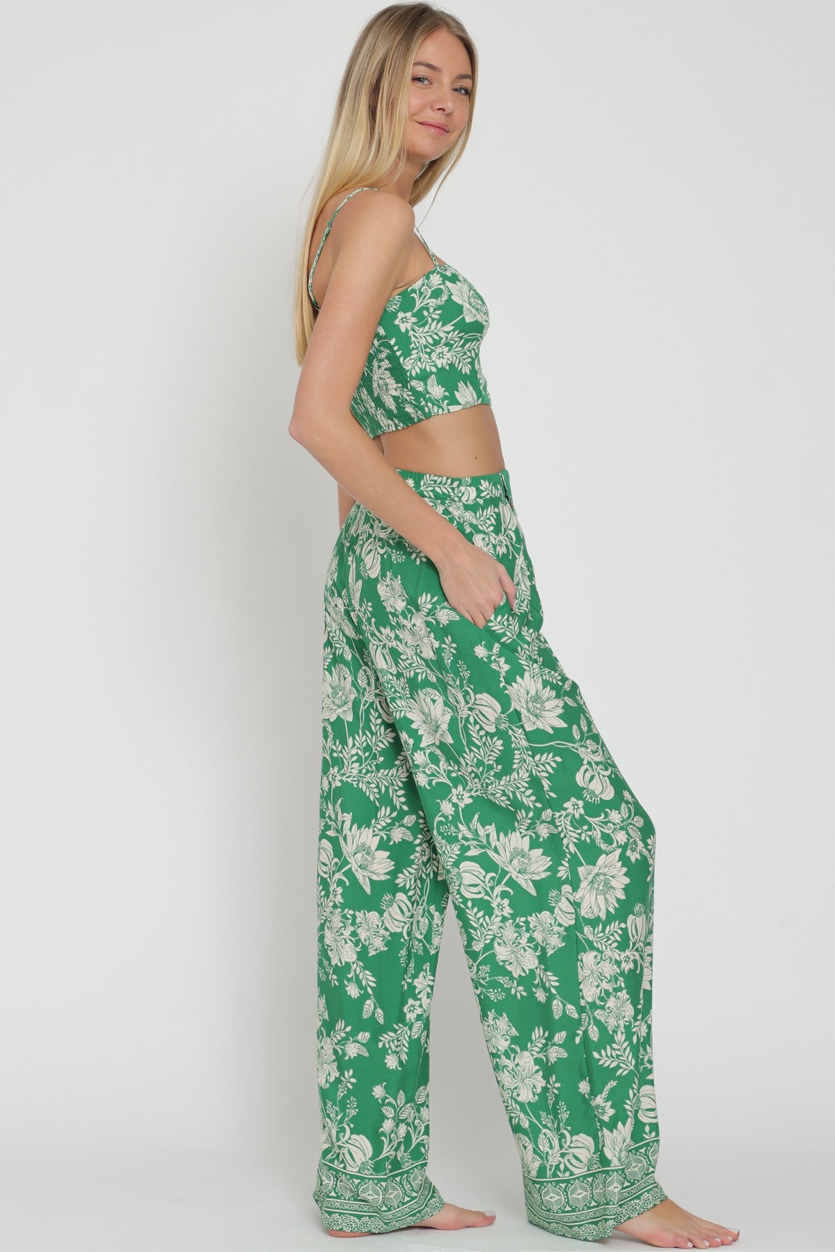 Cf Bead Trim Detailing Top& Long Pants Set