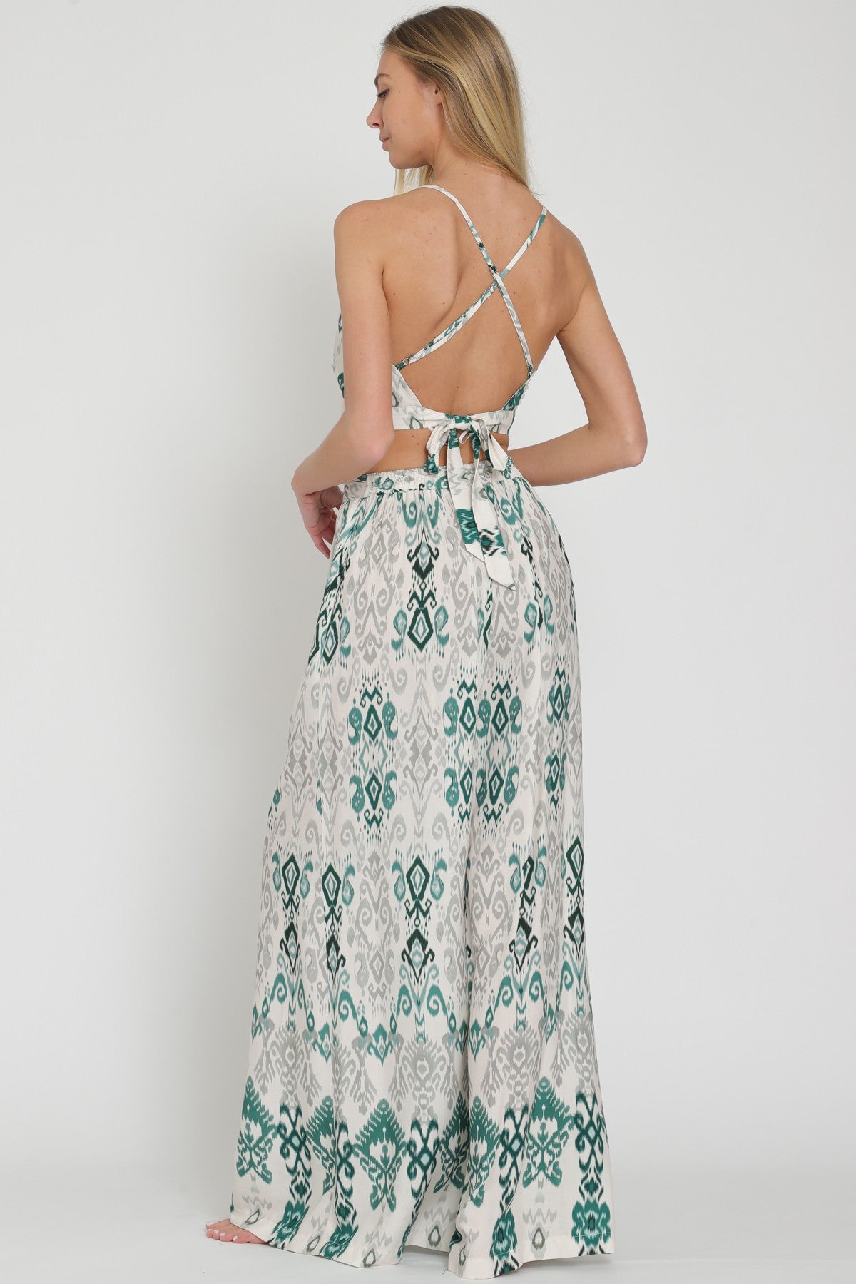 Thin Adjustable Strap Crop Top & Long Pants Set