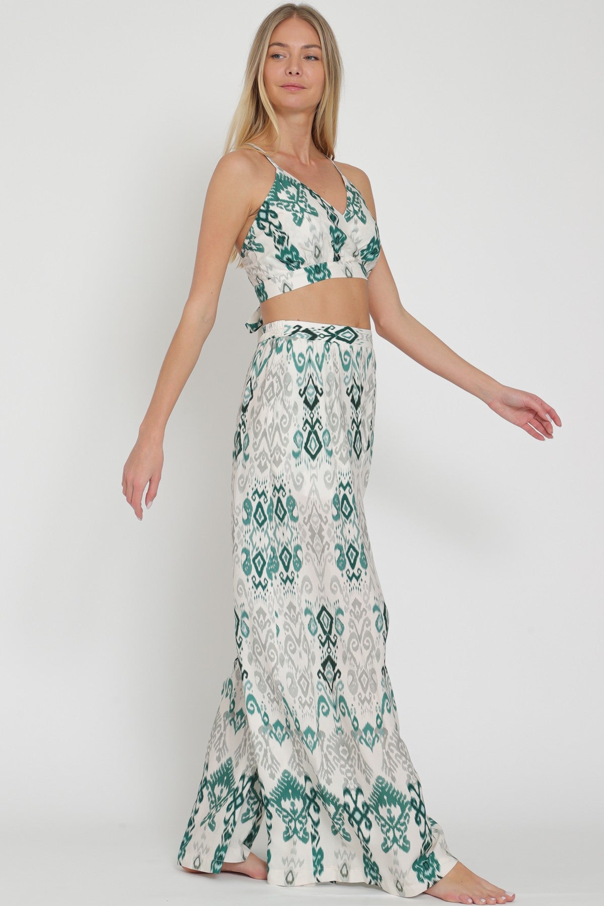 Thin Adjustable Strap Crop Top & Long Pants Set