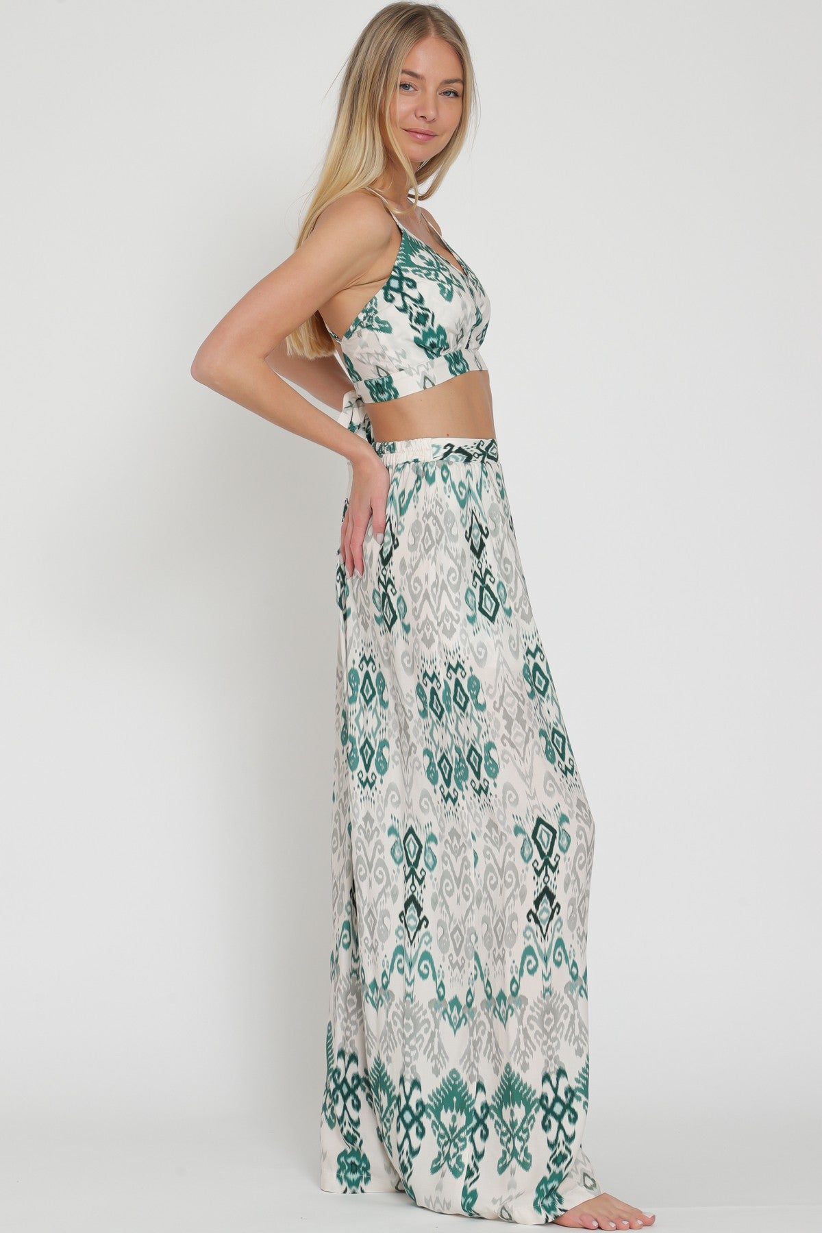 Thin Adjustable Strap Crop Top & Long Pants Set