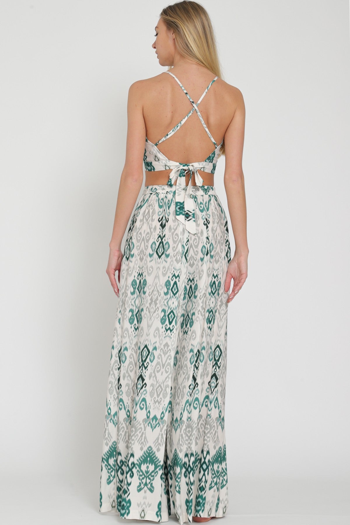 Thin Adjustable Strap Crop Top & Long Pants Set