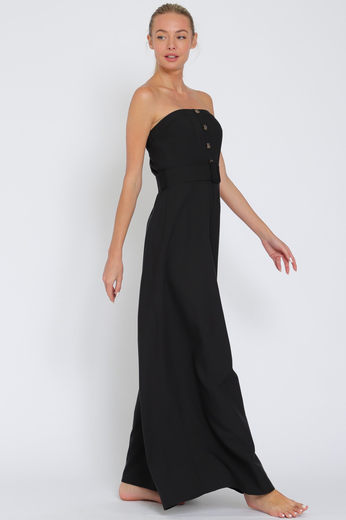 Tube Belted Button Down Jumpsuit