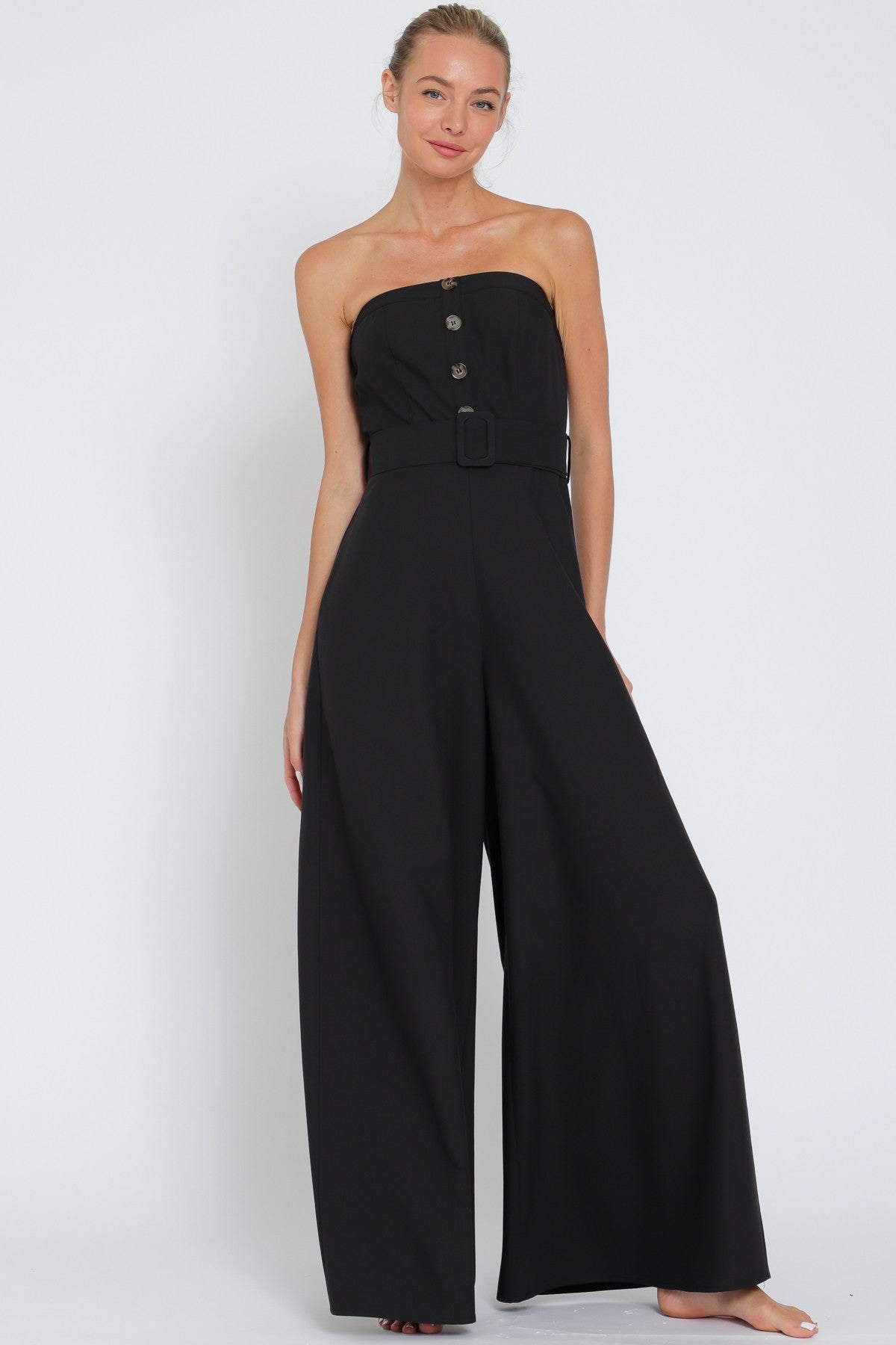 Tube Belted Button Down Jumpsuit