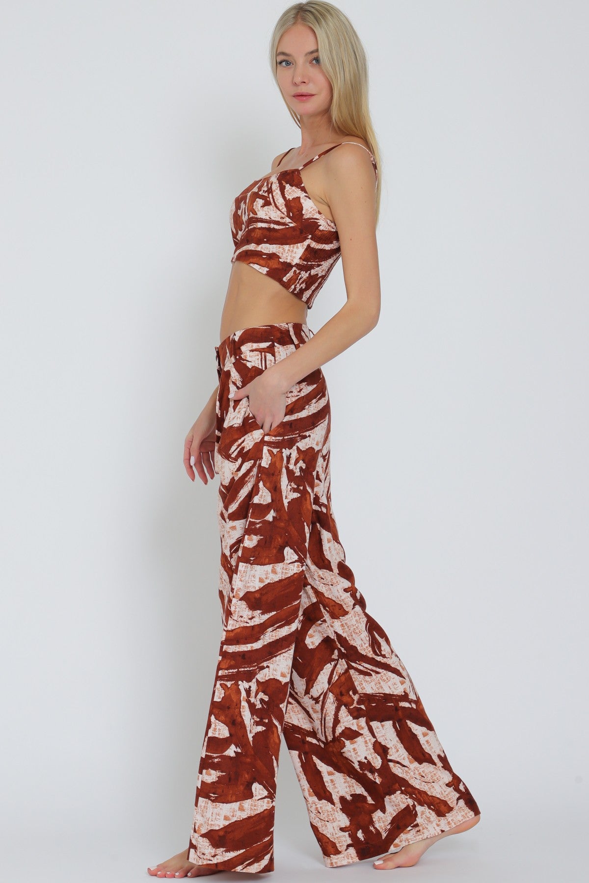 Thin Adjustable Strap Top & Long Pants Set