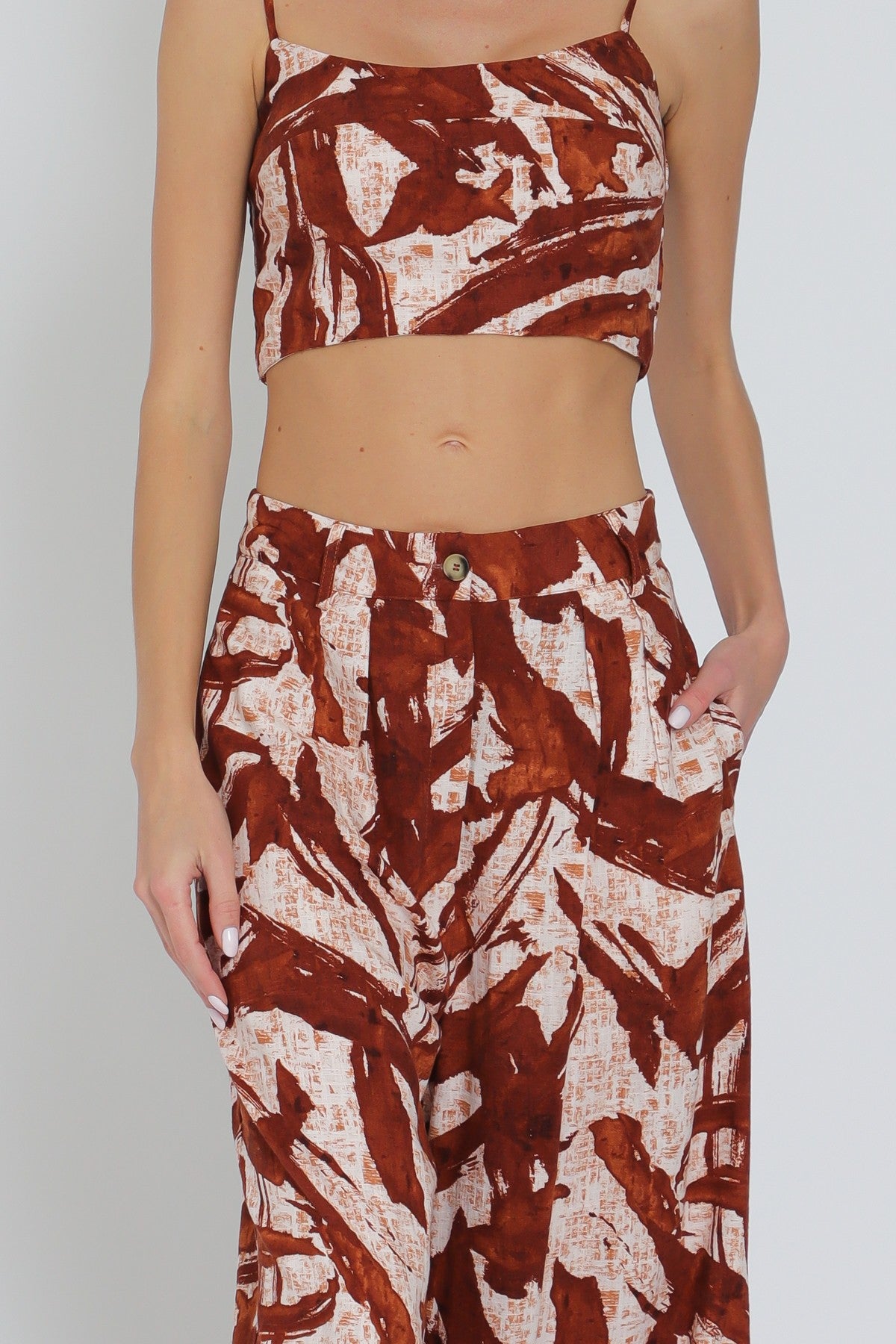 Thin Adjustable Strap Top & Long Pants Set