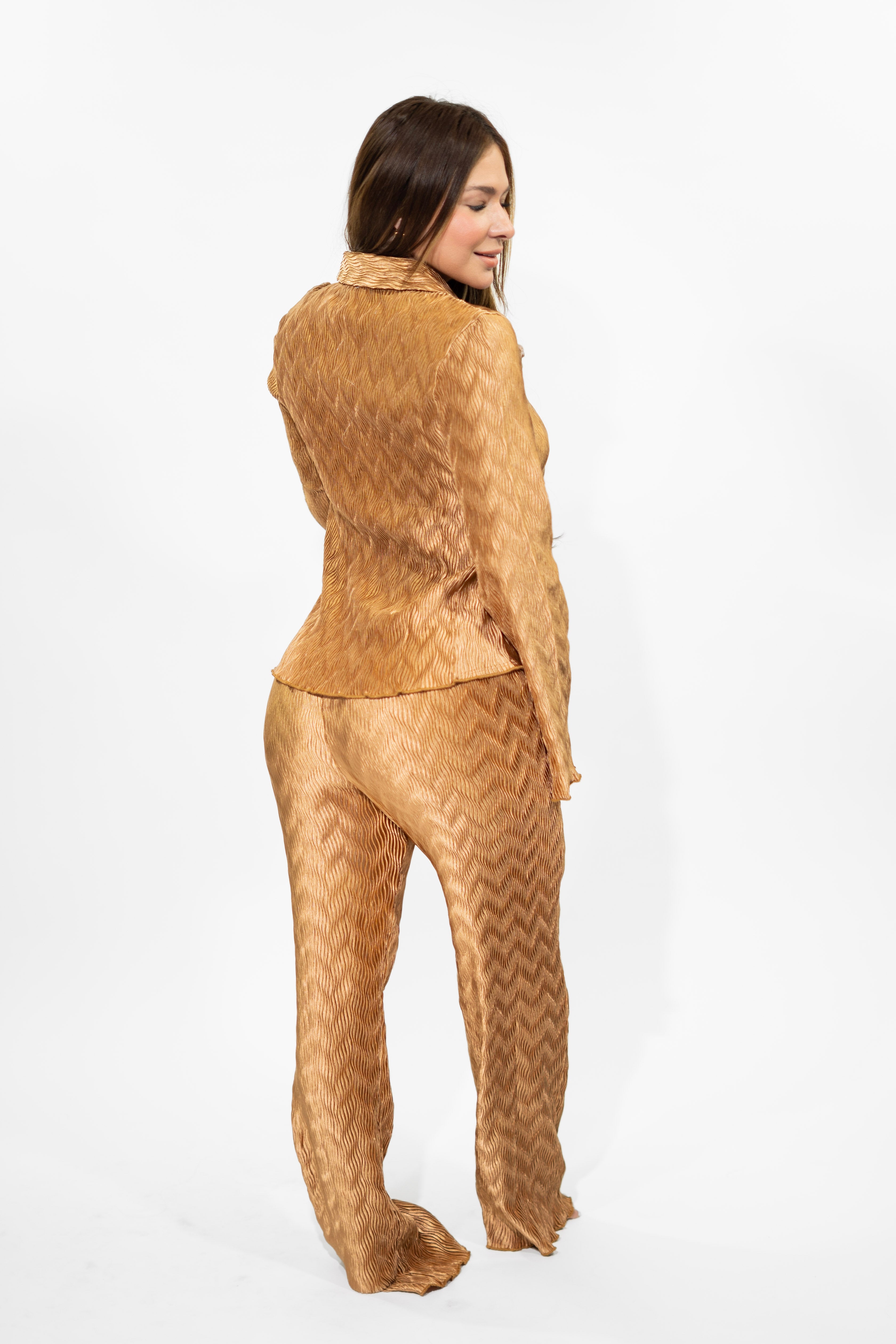 Copper V-Neck Long Sleeve Set