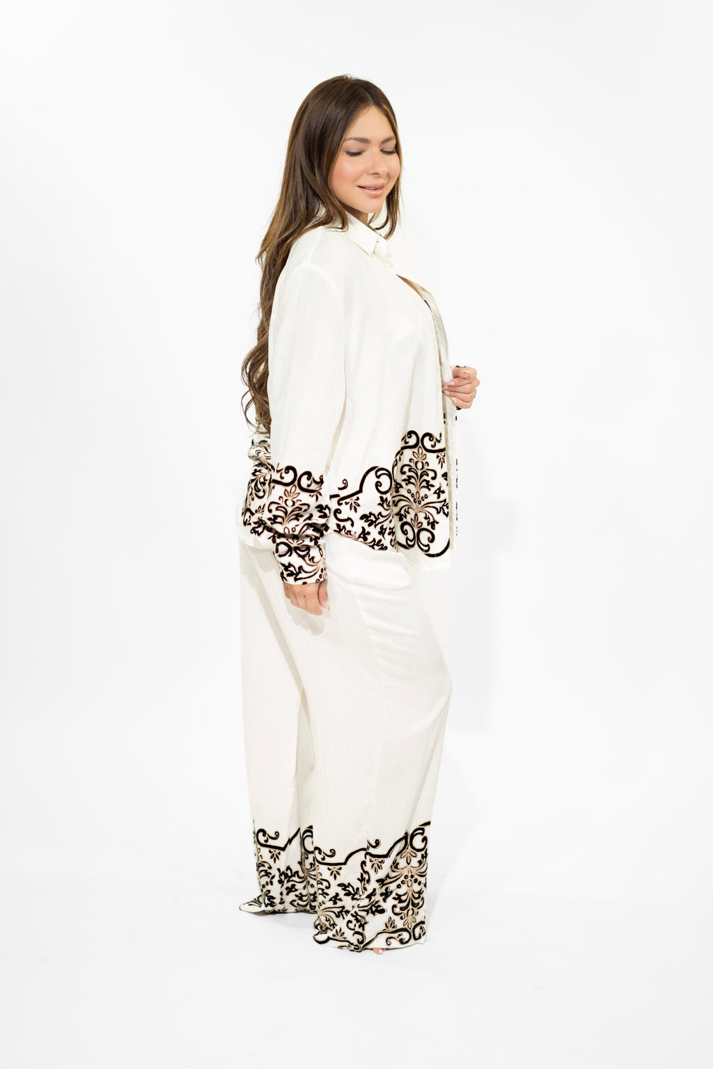 Beige Long Sleeve Two-Piece Set