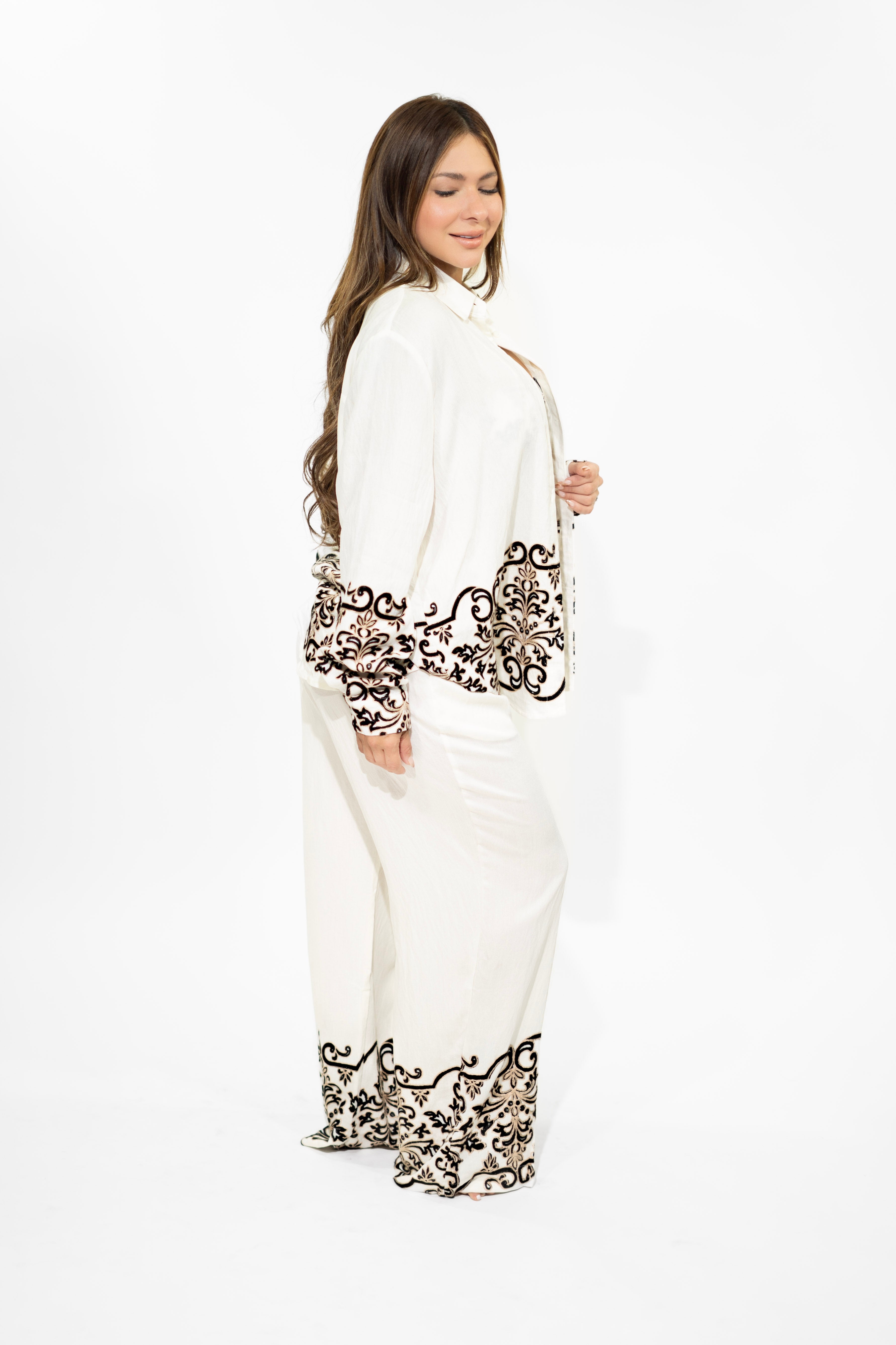 Beige Long Sleeve Two-Piece Set