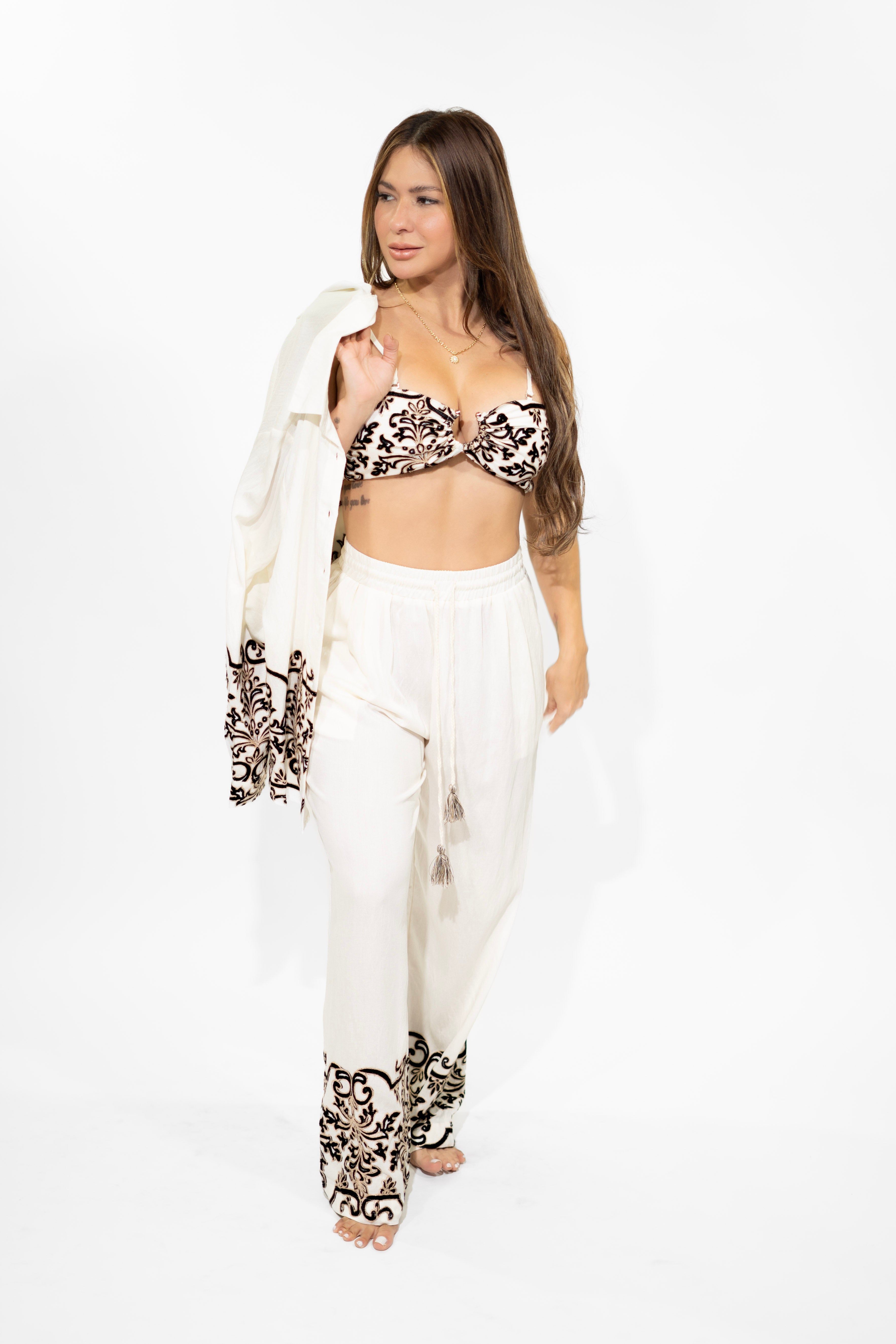 Beige Long Sleeve Two-Piece Set