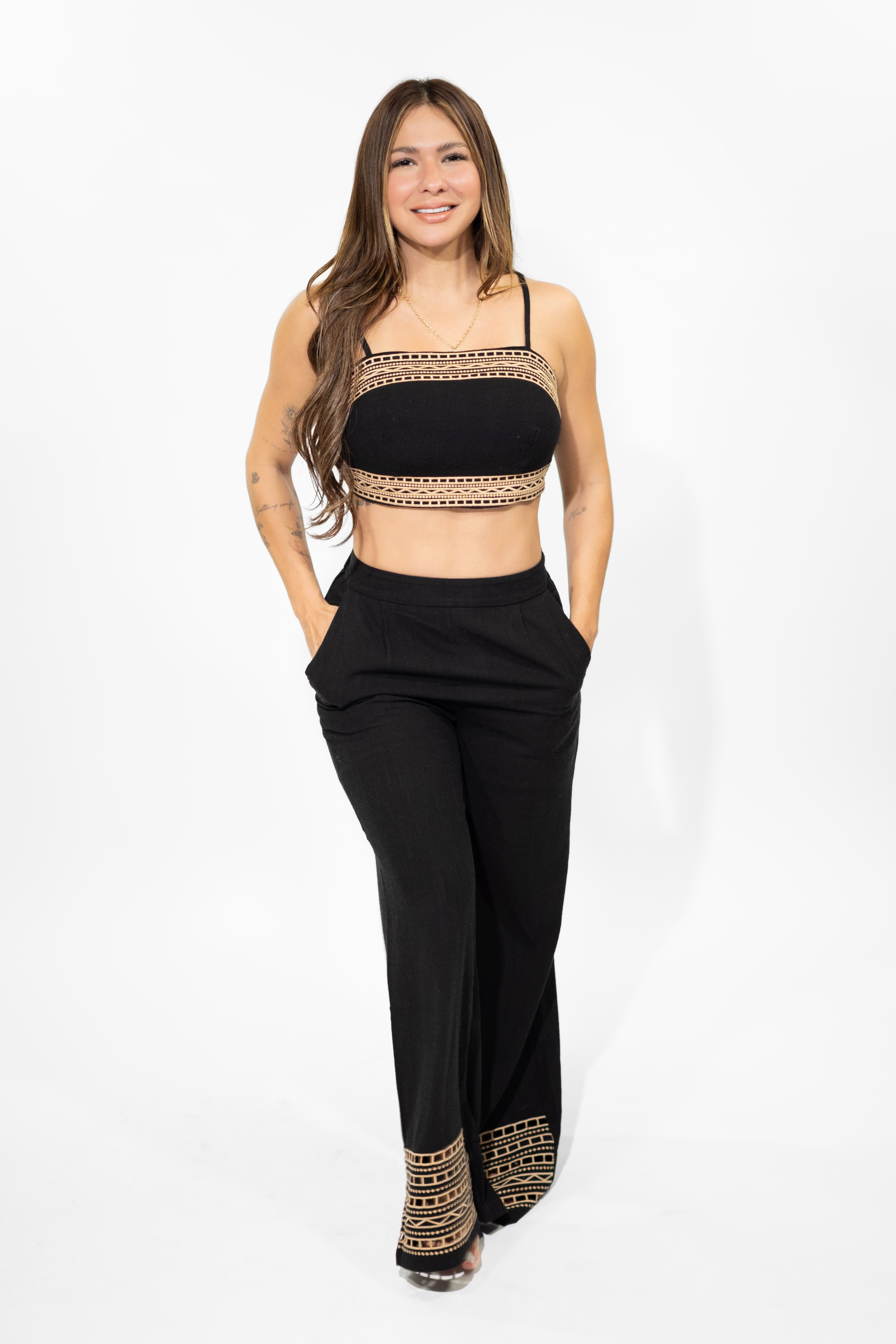 Black Two-Piece Top & Pants Set