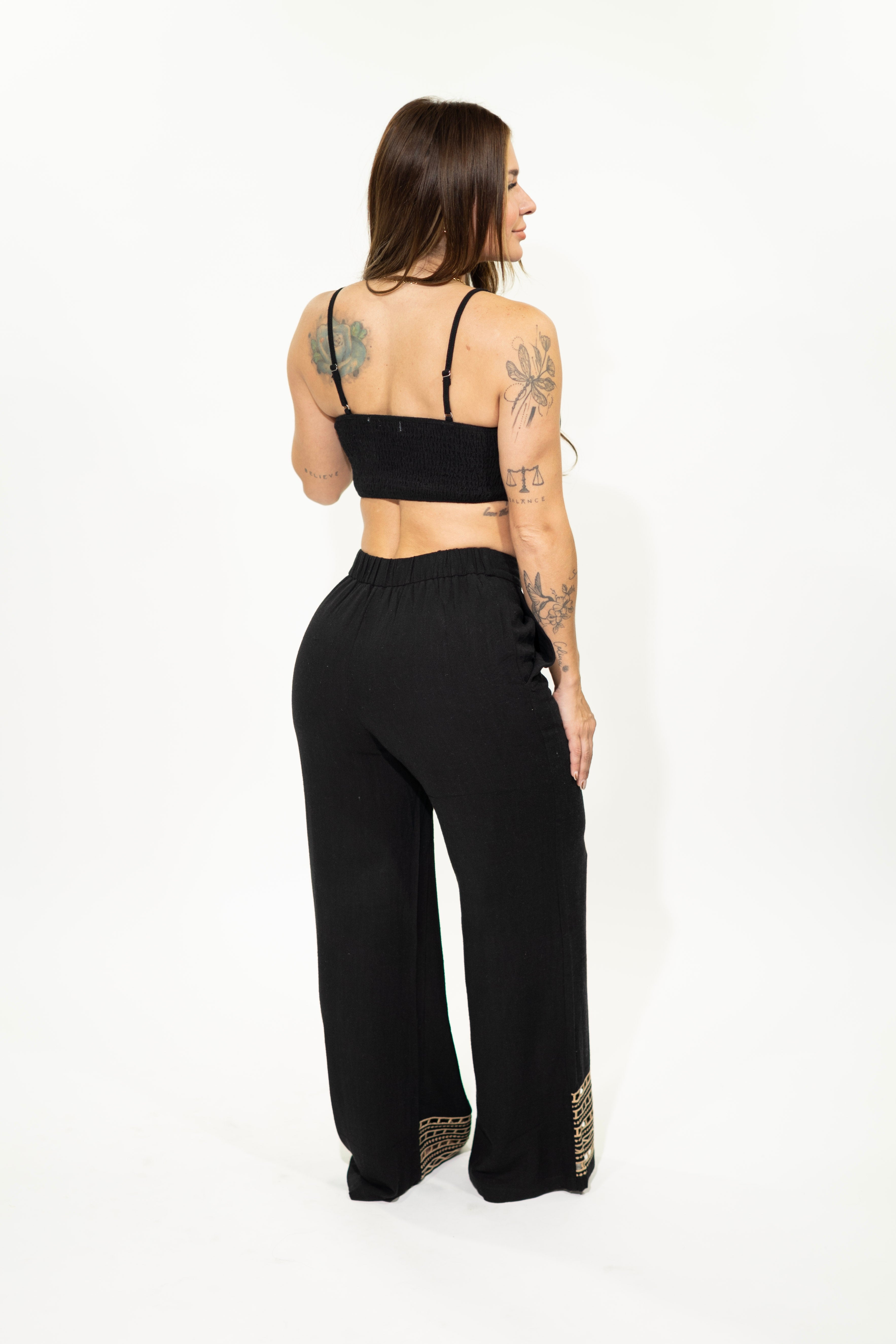 Black Two-Piece Top & Pants Set