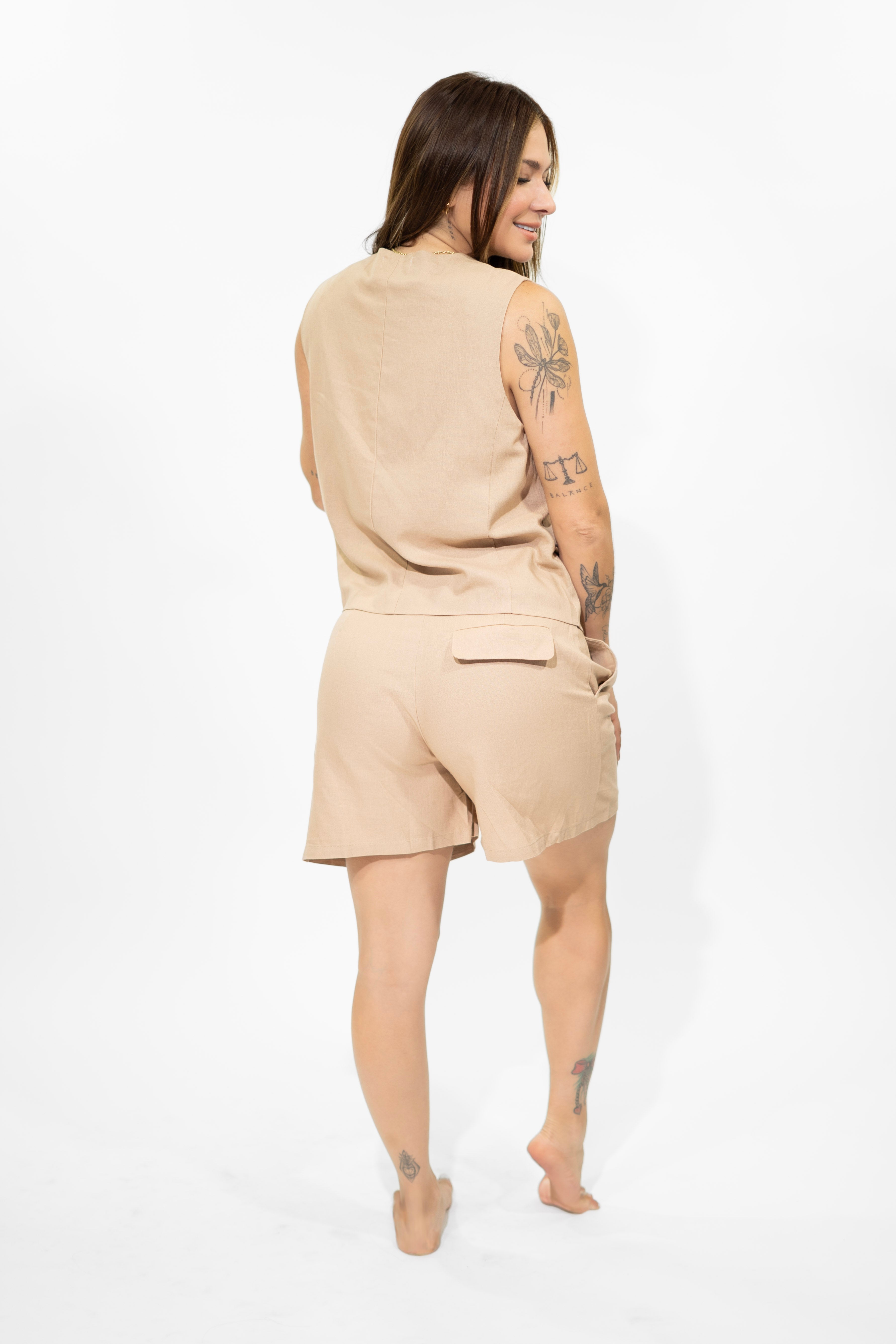Camel Two-Piece Vest Set