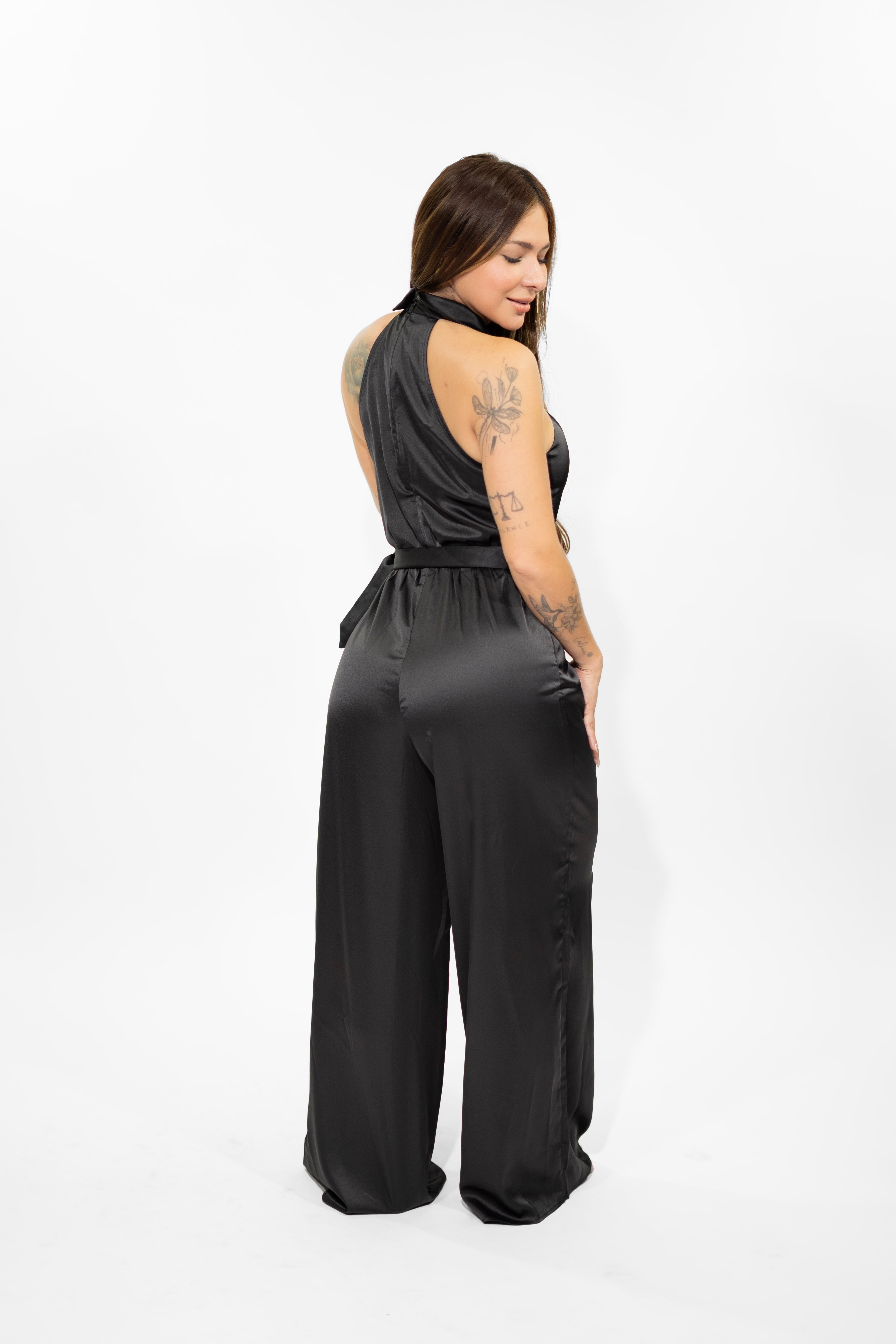 Black Knotted halter neck jumpsuit