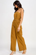 Bronze Strapless Palazzo Jumpsuit