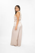 Taupe Knotted Halter Neck Jumpsuit
