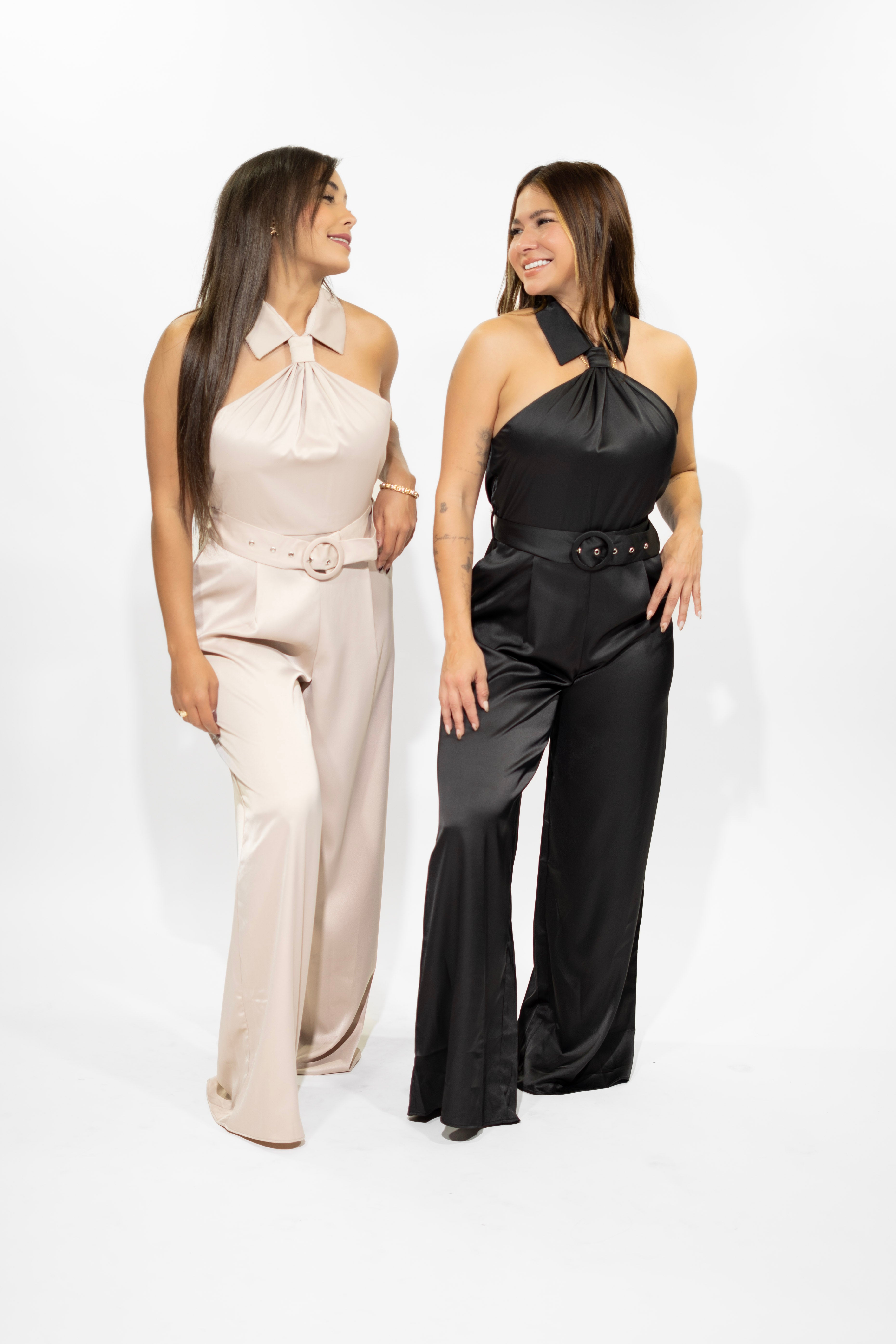 Taupe Knotted Halter Neck Jumpsuit