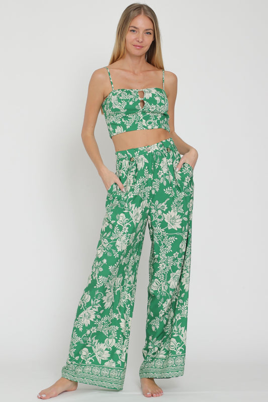 Cf Bead Trim Detailing Top& Long Pants Set