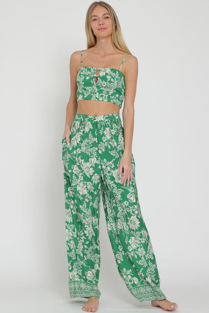 Cf Bead Trim Detailing Top& Long Pants Set