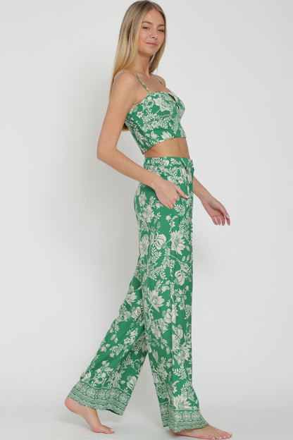 Cf Bead Trim Detailing Top& Long Pants Set