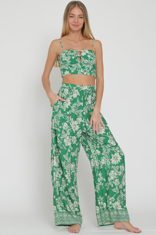 Cf Bead Trim Detailing Top& Long Pants Set