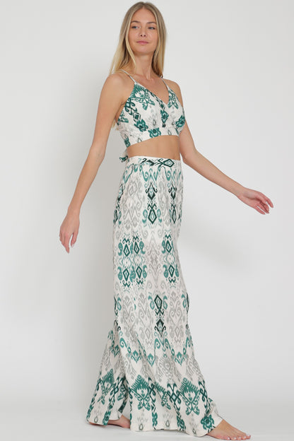 Thin Adjustable Strap Crop Top & Long Pants Set