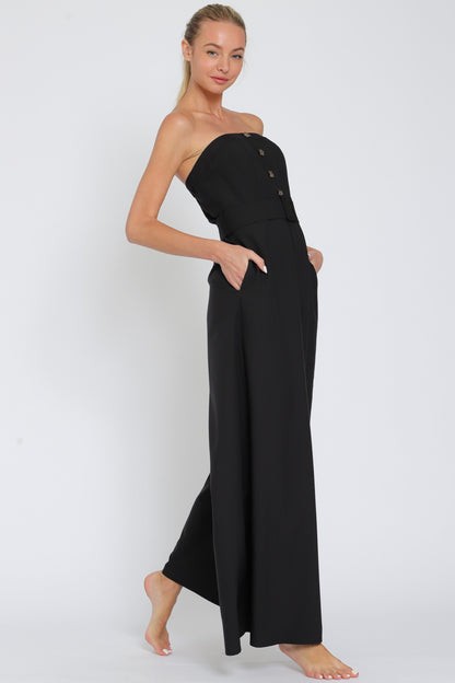 Tube Belted Button Down Jumpsuit