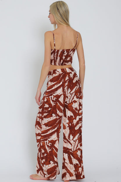 Thin Adjustable Strap Top & Long Pants Set