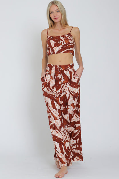 Thin Adjustable Strap Top & Long Pants Set