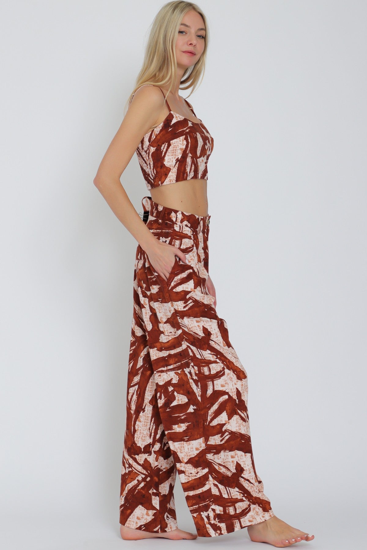 Thin Adjustable Strap Top & Long Pants Set