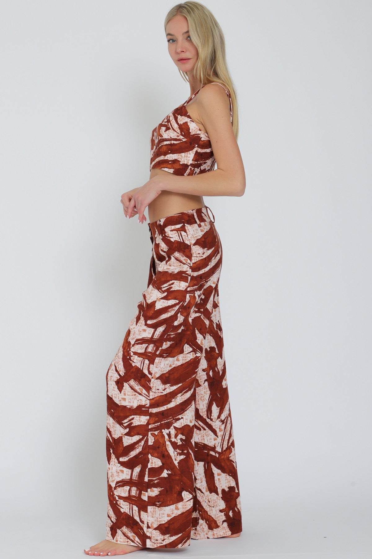 Thin Adjustable Strap Top & Long Pants Set