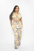 Olive Green Tie-Front Shirt & Pants Set