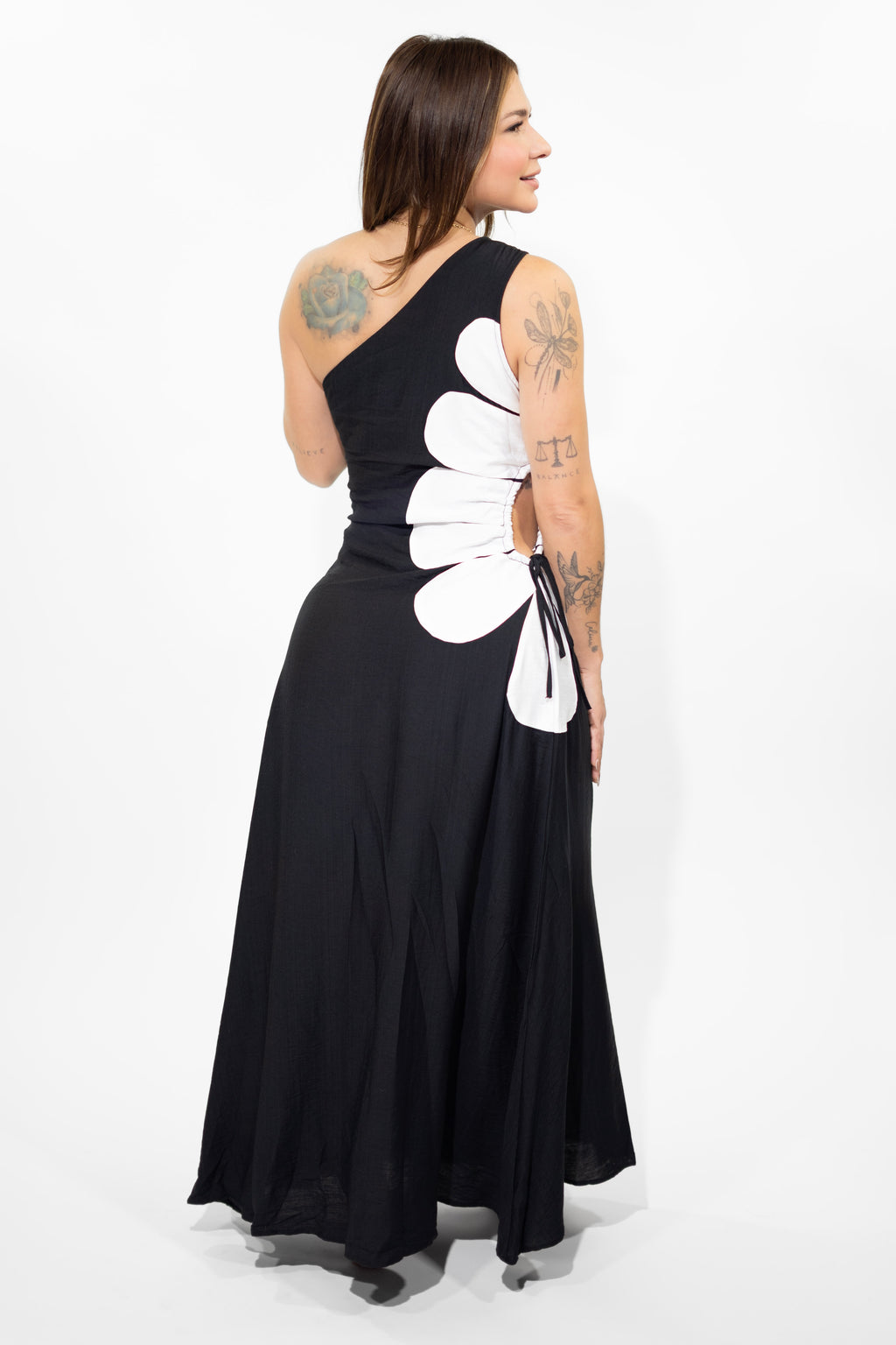 White Flower Black Dress