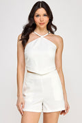 Off White Braid Top & Short Set