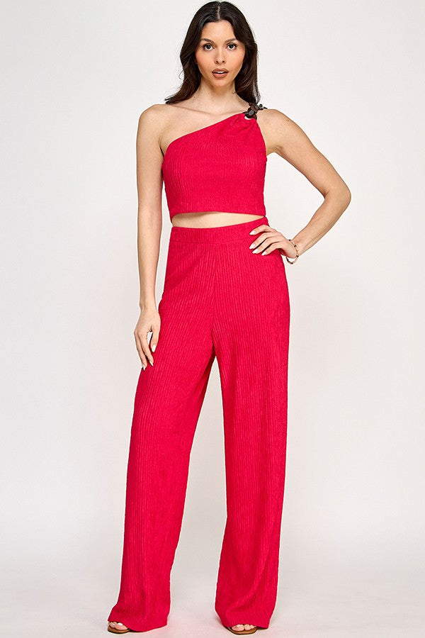 Cherry Wood Detail Pant Set