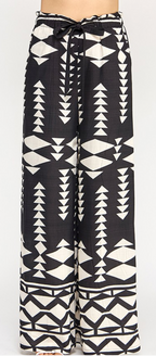Black Paperbag Wide Leg Pants