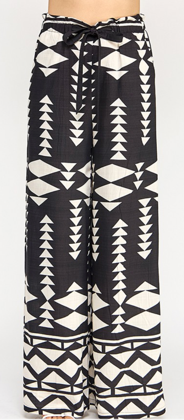 Black Paperbag Wide Leg Pants