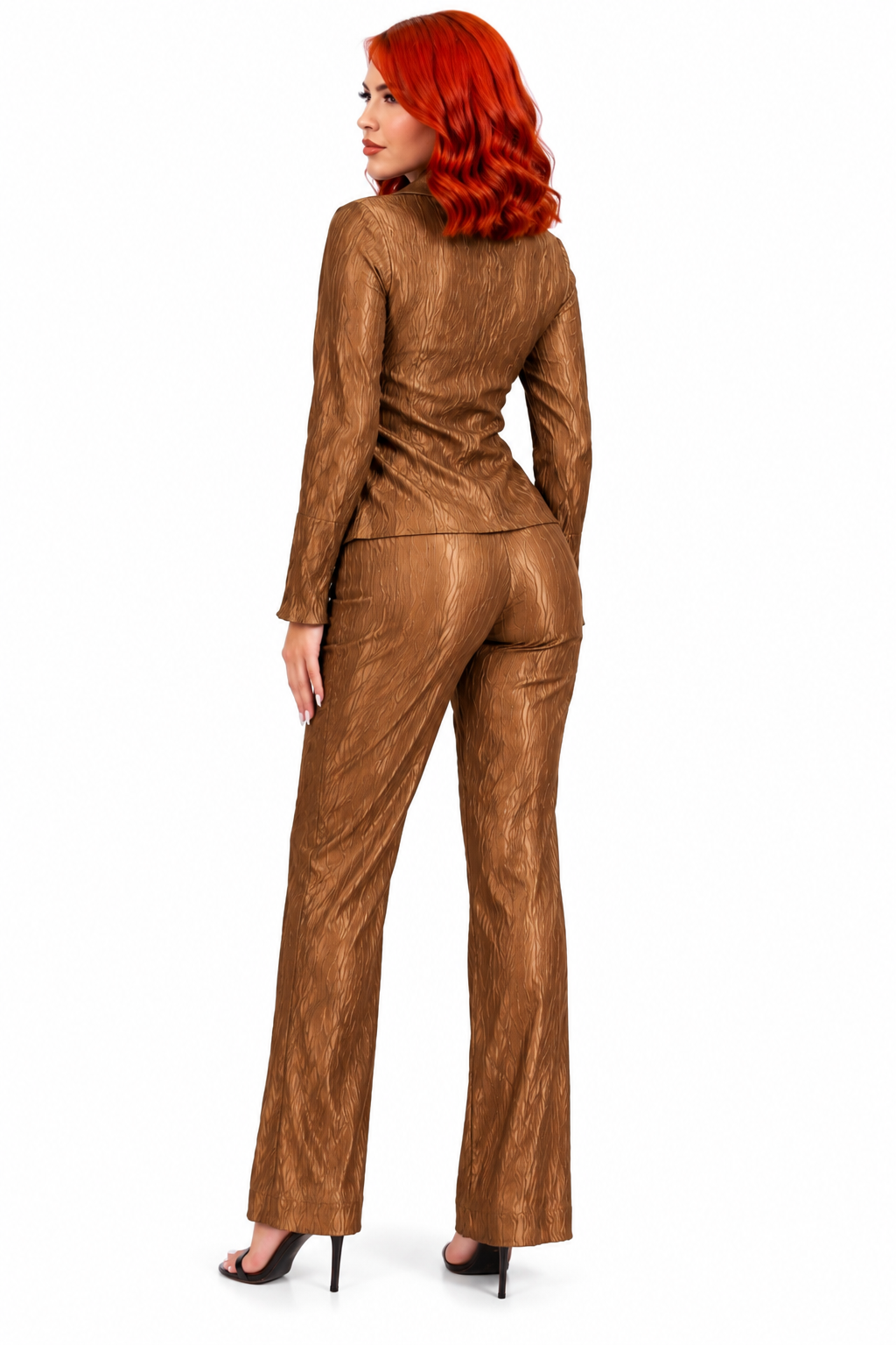 Bronze V-Neck Shirt With Buttons