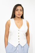 White Ponti Knit Vest