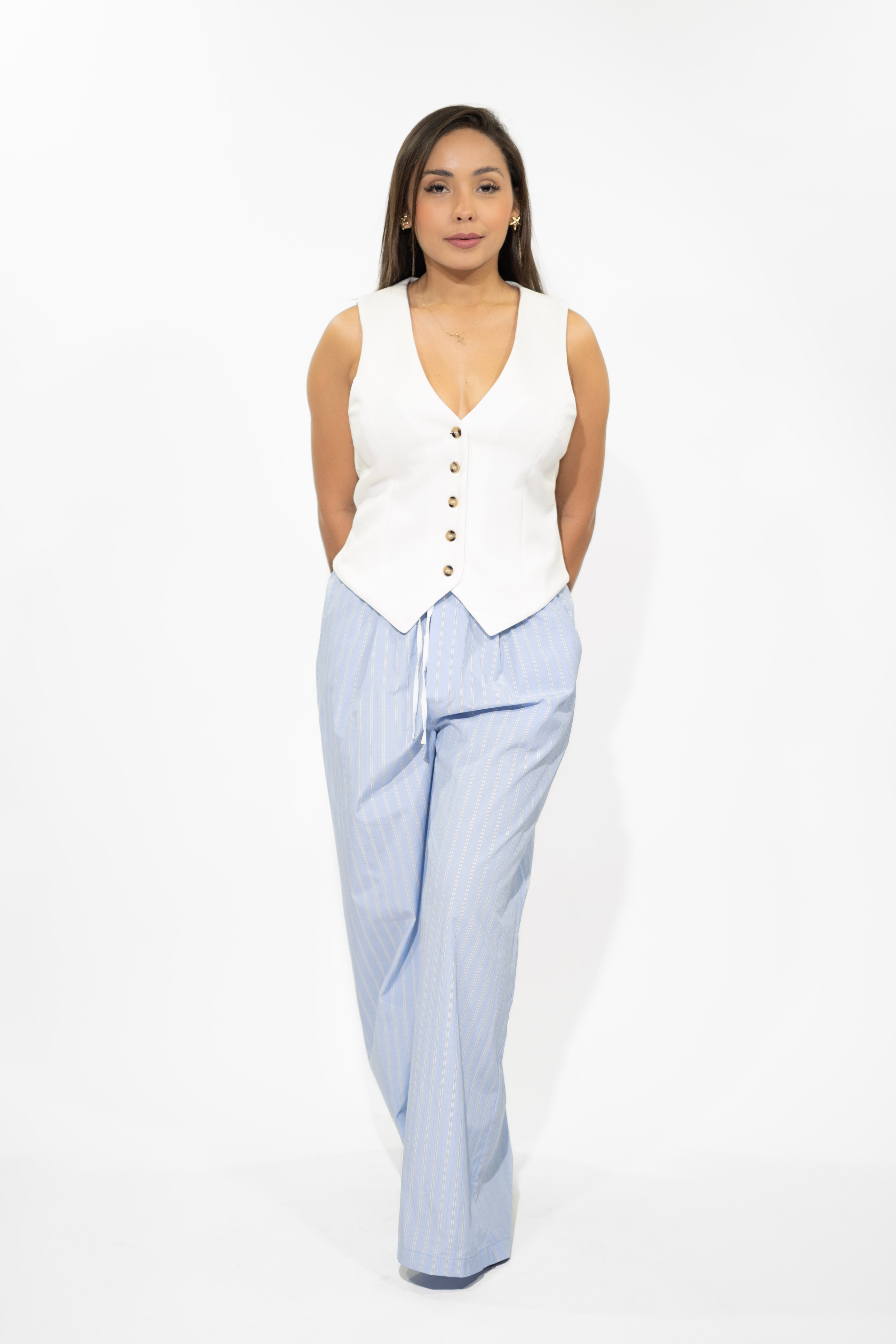 Blue and White Pants