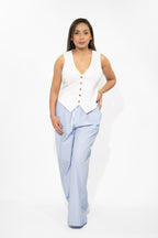 Blue and White Pants