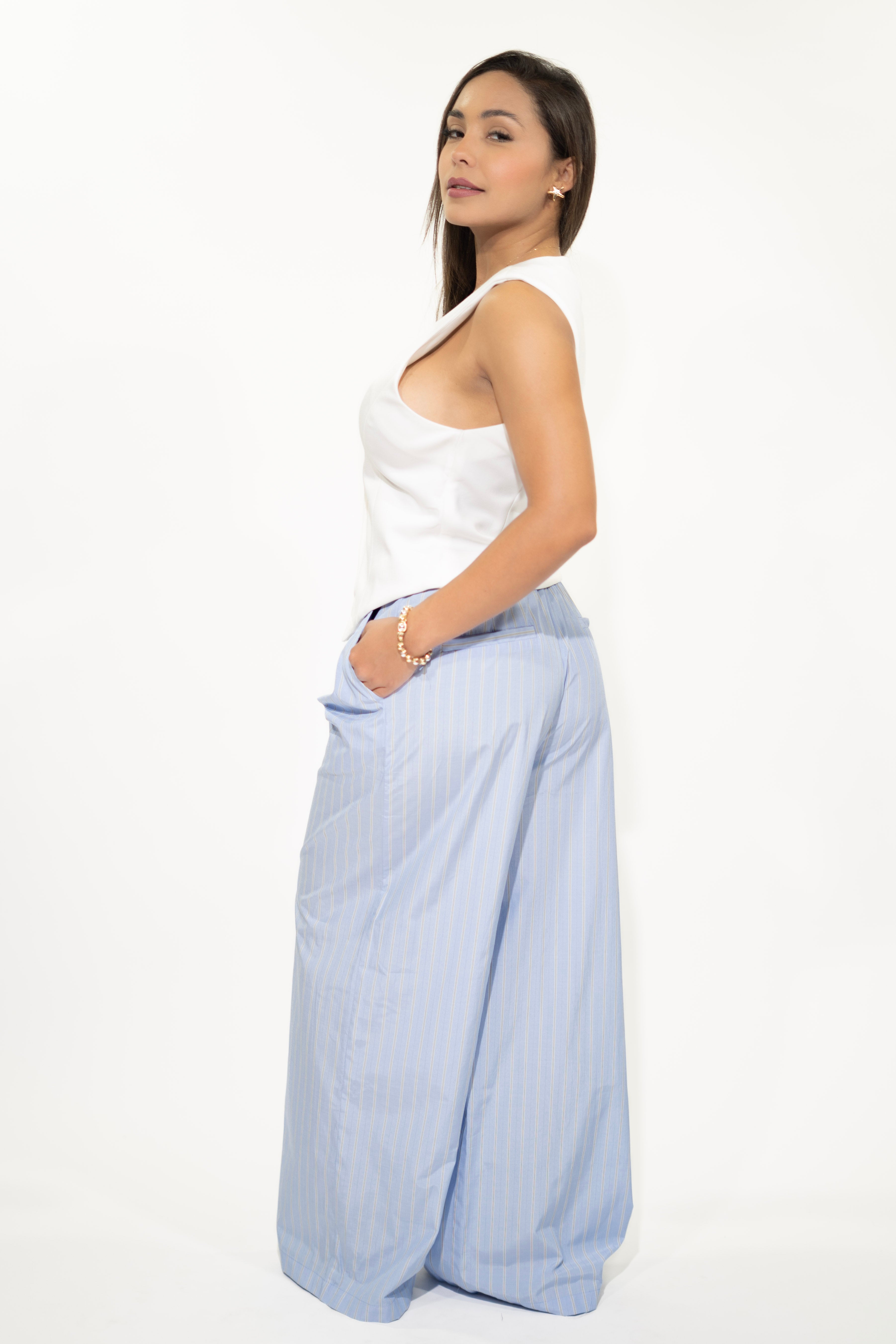 Blue and White Pants