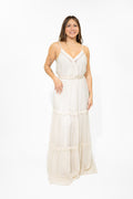 Woven Surplice Neck Maxi Dress with Tiered Skirt