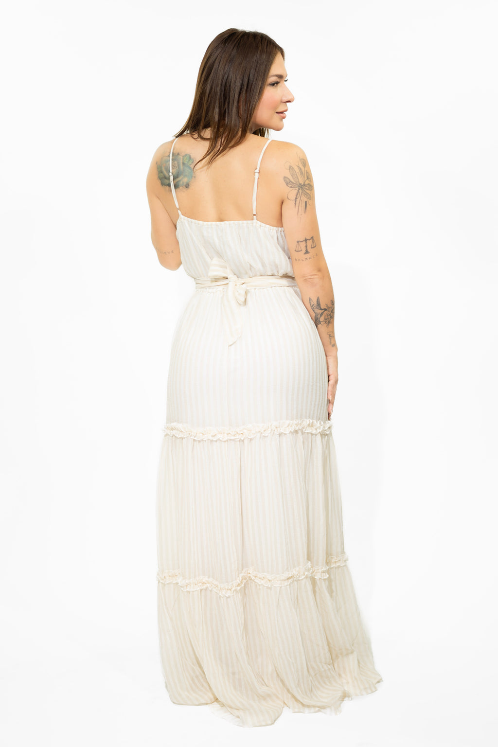 Woven Surplice Neck Maxi Dress with Tiered Skirt