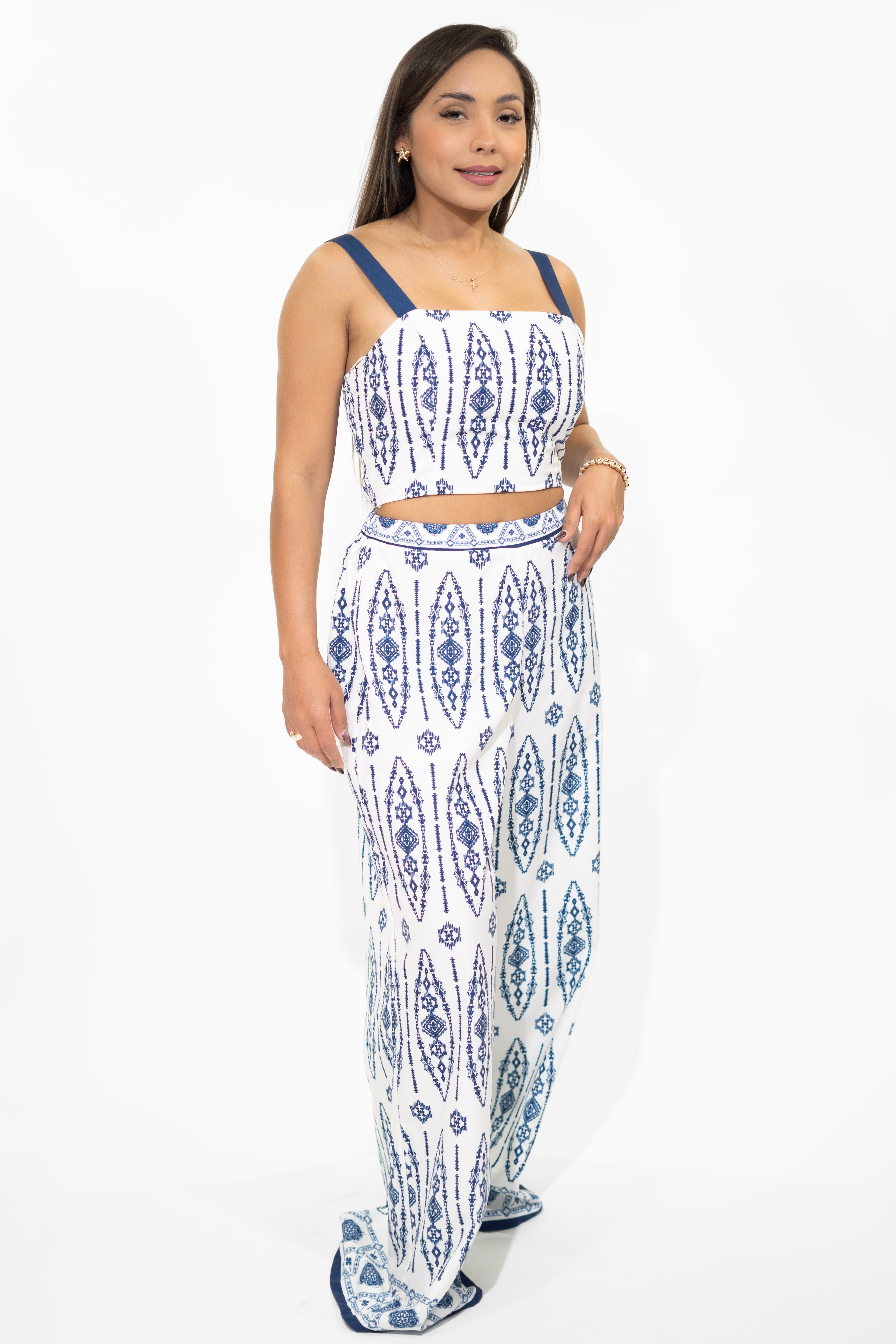 Printed Woven Top and Pant Set
