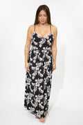 Floral Black Tie Maxi Dress
