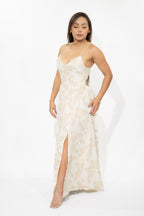 Floral Ivory Tie Maxi Dress