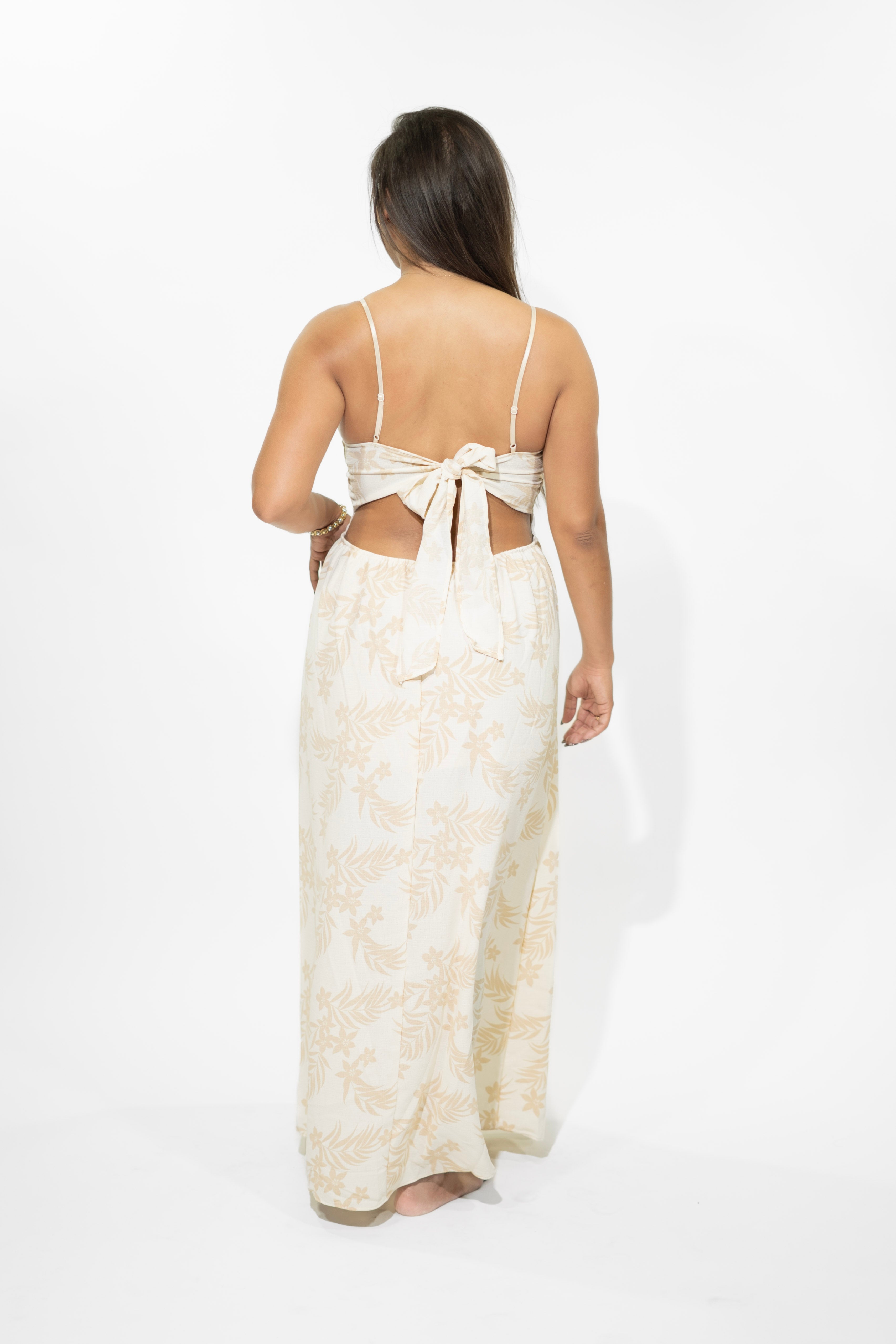 Floral Ivory Tie Maxi Dress