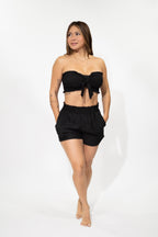 Black Elastic Waist Short