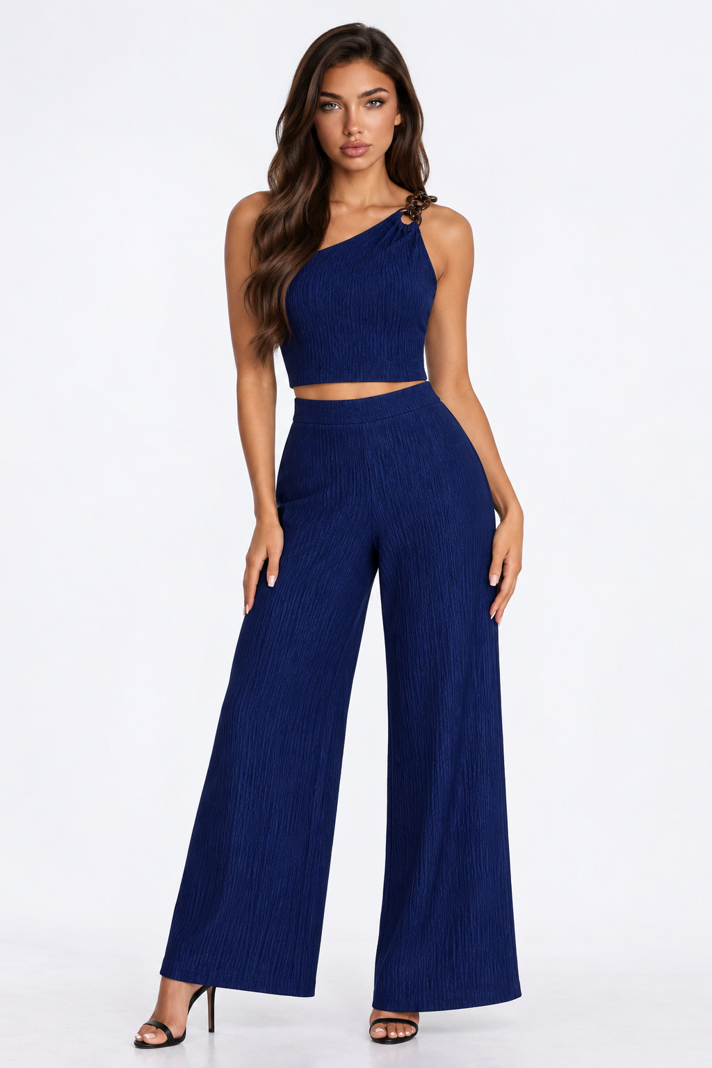 Tasha Navy Wood Detail Top